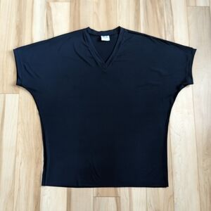 PLANET by Lauren G Vneck Top Navy Microfiber One Size